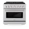 36 In. 5.2 Cu. Ft. Paramount Dual Fuel Range With Gas Cooktop And Electric Convection Oven In Satin Stainless Steel With 6 Brass Burners