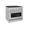 36 In. 5.2 Cu. Ft. Paramount Dual Fuel Range With Gas Cooktop And Electric Convection Oven In Satin Stainless Steel With 6 Brass Burners