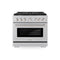 36 In. 5.2 Cu. Ft. Paramount Dual Fuel Range With Gas Cooktop And Electric Convection Oven In Satin Stainless Steel With 6 Brass Burners