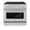 36 In. 5.2 Cu. Ft. Paramount Dual Fuel Range With Gas Cooktop And Electric Convection Oven In Satin Stainless Steel With 6 Brass Burners