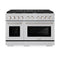 48 In. 6.7 Cu. Ft. Paramount Double Oven Dual Fuel Range In Satin Stainless Steel With 8 Brass Burners