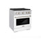 30 In. 4.2 Cu. Ft. Paramount Dual Fuel Range With 4 Burner Gas Cooktop And Electric Convection Oven In Satin Stainless Steel With White Matte Door