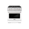 30 In. 4.2 Cu. Ft. Paramount Dual Fuel Range With 4 Burner Gas Cooktop And Electric Convection Oven In Satin Stainless Steel With White Matte Door