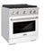 30 In. 4.2 Cu. Ft. Paramount Dual Fuel Range With 4 Burner Gas Cooktop And Electric Convection Oven In Satin Stainless Steel With White Matte Door