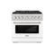 36 In. 5.2 Cu. Ft. Paramount Dual Fuel Range With 6 Burner Gas Cooktop And Electric Convection Oven In Satin Stainless Steel With White Matte Door