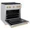 Autograph Edition 30 In. 4.2 Cu. Ft. Paramount Dual Fuel Range With 4 Burner Gas Cooktop And Electric Convection Oven In Satin Stainless Steel With Champagne Bronze Accents