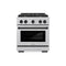 Autograph Edition 30 In. 4.2 Cu. Ft. Paramount Dual Fuel Range With 4 Burner Gas Cooktop And Electric Convection Oven In Satin Stainless Steel With Matte Black Accents