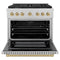 Autograph Edition 36 In. 5.2 Cu. Ft. Paramount Dual Fuel Range With 6 Burner Gas Cooktop And Electric Convection Oven In Satin Stainless Steel With Champagne Bronze Accents