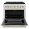 Autograph Edition 36 In. 5.2 Cu. Ft. Paramount Dual Fuel Range With 6 Burner Gas Cooktop And Electric Convection Oven In Satin Stainless Steel With Champagne Bronze Accents