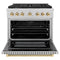 Autograph Edition 36 In. 5.2 Cu. Ft. Paramount Dual Fuel Range With 6 Burner Gas Cooktop And Electric Convection Oven In Satin Stainless Steel With Polished Gold Accents