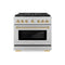 Autograph Edition 36 In. 5.2 Cu. Ft. Paramount Dual Fuel Range With 6 Burner Gas Cooktop And Electric Convection Oven In Satin Stainless Steel With Polished Gold Accents