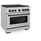 Autograph Edition 36 In. 5.2 Cu. Ft. Paramount Dual Fuel Range With 6 Burner Gas Cooktop And Electric Convection Oven In Satin Stainless Steel With Matte Black Accents
