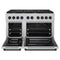 Autograph Edition 48 In. 6.7 Cu. Ft. Paramount Double Oven Dual Fuel Range With 8 Burner Gas Cooktop In Satin Stainless Steel And Matte Black Accents