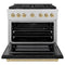 Autograph Edition 36 In. 5.2 Cu. Ft. Paramount Dual Fuel Range With 6 Burner Gas Cooktop And Electric Convection Oven In Satin Stainless Steel With Black Matte Door And Champagne Bronze Accents