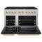 Autograph Edition 48 In. 6.7 Cu. Ft. Paramount Double Oven Dual Fuel Range With 8 Burner Gas Cooktop In Satin Stainless Steel With Black Matte Doors And Champagne Bronze Accents
