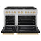 Autograph Edition 48 In. 6.7 Cu. Ft. Paramount Double Oven Dual Fuel Range With 8 Burner Gas Cooktop In Satin Stainless Steel With Black Matte Doors And Polished Gold Accents