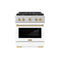 Autograph Edition 30 In. 4.2 Cu. Ft. Paramount Dual Fuel Range With 4 Burner Gas Cooktop And Electric Convection Oven In Satin Stainless Steel With White Matte Door And Champagne Bronze Accents