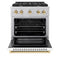 Autograph Edition 30 In. 4.2 Cu. Ft. Paramount Dual Fuel Range With 4 Burner Gas Cooktop And Electric Convection Oven In Satin Stainless Steel With White Matte Door And Polished Gold Accents