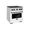 Autograph Edition 30 In. 4.2 Cu. Ft. Paramount Dual Fuel Range With 4 Burner Gas Cooktop And Electric Convection Oven In Satin Stainless Steel With White Matte Door And Matte Black Accents