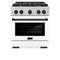 Autograph Edition 30 In. 4.2 Cu. Ft. Paramount Dual Fuel Range With 4 Burner Gas Cooktop And Electric Convection Oven In Satin Stainless Steel With White Matte Door And Matte Black Accents