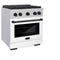 Autograph Edition 30 In. 4.2 Cu. Ft. Paramount Dual Fuel Range With 4 Burner Gas Cooktop And Electric Convection Oven In Satin Stainless Steel With White Matte Door And Matte Black Accents
