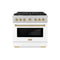 Autograph Edition 36 In. 5.2 Cu. Ft. Paramount Dual Fuel Range With 6 Burner Gas Cooktop And Electric Convection Oven In Satin Stainless Steel With White Matte Door And Champagne Bronze Accents