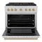 Autograph Edition 36 In. 5.2 Cu. Ft. Paramount Dual Fuel Range With 6 Burner Gas Cooktop And Electric Convection Oven In Satin Stainless Steel With White Matte Door And Champagne Bronze Accents