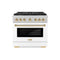 Autograph Edition 36 In. 5.2 Cu. Ft. Paramount Dual Fuel Range With 6 Burner Gas Cooktop And Electric Convection Oven In Satin Stainless Steel With White Matte Door And Polished Gold Accents