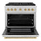 Autograph Edition 36 In. 5.2 Cu. Ft. Paramount Dual Fuel Range With 6 Burner Gas Cooktop And Electric Convection Oven In Satin Stainless Steel With White Matte Door And Polished Gold Accents