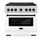 Autograph Edition 36 In. 5.2 Cu. Ft. Paramount Dual Fuel Range With 6 Burner Gas Cooktop And Electric Convection Oven In Satin Stainless Steel With White Matte Door And Matte Black Accents