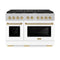 Autograph Edition 48 In. 6.7 Cu. Ft. Paramount Double Oven Dual Fuel Range With 8 Burner Gas Cooktop In Satin Stainless Steel With White Matte Doors And Champagne Bronze Accents