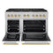 Autograph Edition 48 In. 6.7 Cu. Ft. Paramount Double Oven Dual Fuel Range With 8 Burner Gas Cooktop In Satin Stainless Steel With White Matte Doors And Champagne Bronze Accents