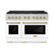Autograph Edition 48 In. 6.7 Cu. Ft. Paramount Double Oven Dual Fuel Range With 8 Burner Gas Cooktop In Satin Stainless Steel With White Matte Doors And Champagne Bronze Accents