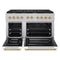 Autograph Edition 48 In. 6.7 Cu. Ft. Paramount Double Oven Dual Fuel Range With 8 Burner Gas Cooktop In Satin Stainless Steel With White Matte Doors And Polished Gold Accents