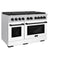 Autograph Edition 48 In. 6.7 Cu. Ft. Paramount Double Oven Dual Fuel Range With 8 Burner Gas Cooktop In Satin Stainless Steel With White Matte Doors And Matte Black Accents