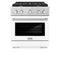 30 In. 4.2 Cu. Ft. Paramount Dual Fuel Range With 4 Burner Gas Cooktop And Electric Convection Oven In Stainless Steel With White Matte Door