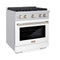 30 In. 4.2 Cu. Ft. Paramount Dual Fuel Range With 4 Burner Gas Cooktop And Electric Convection Oven In Stainless Steel With White Matte Door