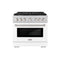 36 In. 5.2 Cu. Ft. Paramount Dual Fuel Range With 6 Burner Gas Cooktop And Electric Convection Oven In Stainless Steel With White Matte Door