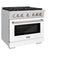 36 In. 5.2 Cu. Ft. Paramount Dual Fuel Range With 6 Burner Gas Cooktop And Electric Convection Oven In Stainless Steel With White Matte Door