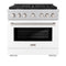 36 In. 5.2 Cu. Ft. Paramount Dual Fuel Range With 6 Burner Gas Cooktop And Electric Convection Oven In Stainless Steel With White Matte Door