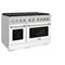 48 In. 6.7 Cu. Ft. Paramount Double Oven Dual Fuel Range With 8 Burner Gas Cooktop In Stainless Steel With White Matte Doors