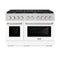 48 In. 6.7 Cu. Ft. Paramount Double Oven Dual Fuel Range With 8 Burner Gas Cooktop In Stainless Steel With White Matte Doors