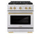 Autograph Edition 30 In. 4.2 Cu. Ft. Paramount Dual Fuel Range With 4 Burner Gas Cooktop And Electric Convection Oven In Stainless Steel With Champagne Bronze Accents