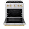 Autograph Edition 30 In. 4.2 Cu. Ft. Paramount Dual Fuel Range With 4 Burner Gas Cooktop And Electric Convection Oven In Stainless Steel With Champagne Bronze Accents