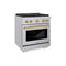 Autograph Edition 30 In. 4.2 Cu. Ft. Paramount Dual Fuel Range With 4 Burner Gas Cooktop And Electric Convection Oven In Stainless Steel With Champagne Bronze Accents