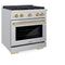 Autograph Edition 30 In. 4.2 Cu. Ft. Paramount Dual Fuel Range With 4 Burner Gas Cooktop And Electric Convection Oven In Stainless Steel With Champagne Bronze Accents