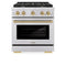 Autograph Edition 30 In. 4.2 Cu. Ft. Paramount Dual Fuel Range With 4 Burner Gas Cooktop And Electric Convection Oven In Stainless Steel With Champagne Bronze Accents