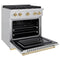 Autograph Edition 30 In. 4.2 Cu. Ft. Paramount Dual Fuel Range With 4 Burner Gas Cooktop And Electric Convection Oven In Stainless Steel With Polished Gold Accents
