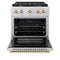 Autograph Edition 30 In. 4.2 Cu. Ft. Paramount Dual Fuel Range With 4 Burner Gas Cooktop And Electric Convection Oven In Stainless Steel With Polished Gold Accents