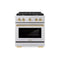 Autograph Edition 30 In. 4.2 Cu. Ft. Paramount Dual Fuel Range With 4 Burner Gas Cooktop And Electric Convection Oven In Stainless Steel With Polished Gold Accents